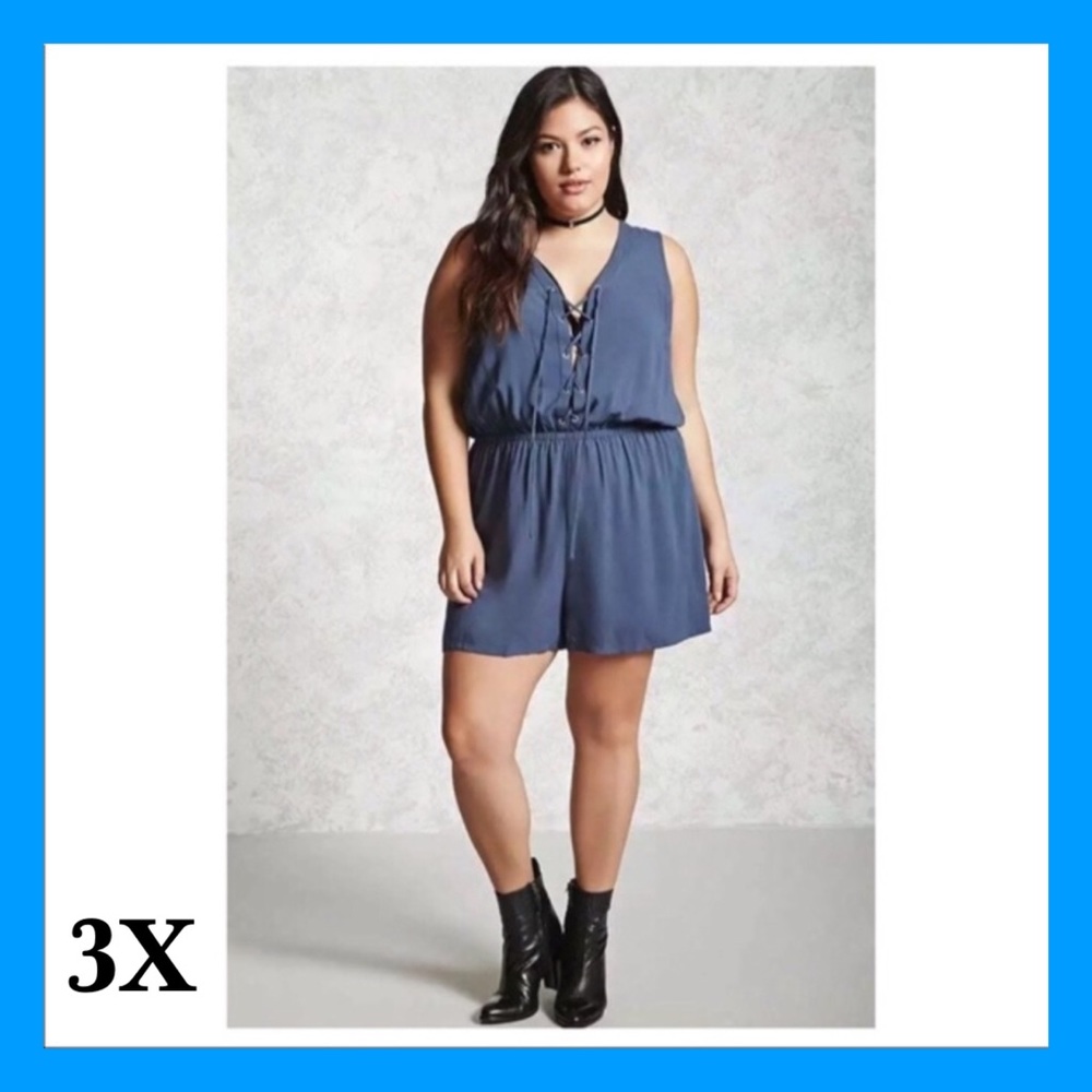 Forever21 lace up romper 3x